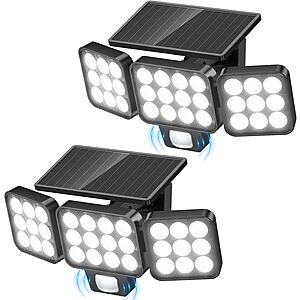 2-Pack WdtPro 3500LM Motion Sensor Outdoor Solar LED Flood Lights (Black) $16.41 + Free Shipping w/ Prime or on $35+