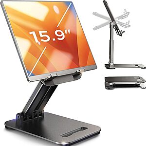 Prime: LISEN Foldable Tablet Stand Holder (Black, up to 15.9") $7.99 + Free Shipping