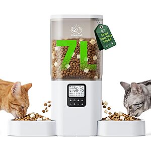 7L Frienhund Timed / Programmable Automatic Cat Feeder w/ 2x Bowls $21 & More + Free S&H