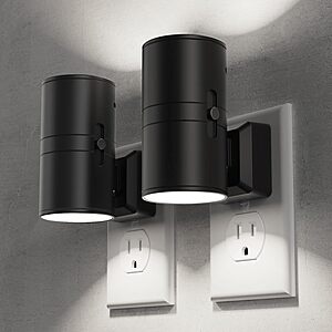 2-Pk Briignite Dimmable LED Wall Plug Night Lights w/ Light Sensor