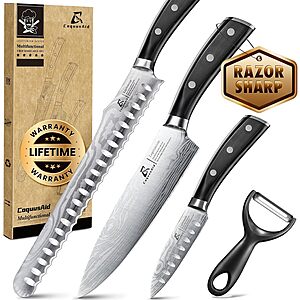 4-Piece CoquusAid German Steel Kitchen Knife Set $17.50