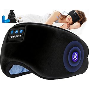TOPOINT Blackout Bluetooth Headphone Eye Sleep Mask $13 