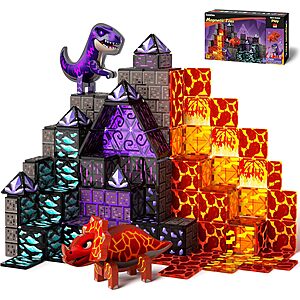 40-Pc GobiDex Dinosaur Toys Magnetic Tiles Set $12.35 