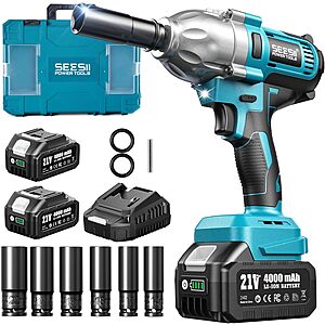 Seesii 21V 1/2" Brushless Cordless Impact Wrench w/ 2x 4.0Ah Batteries & Charger $54 + Free S&H