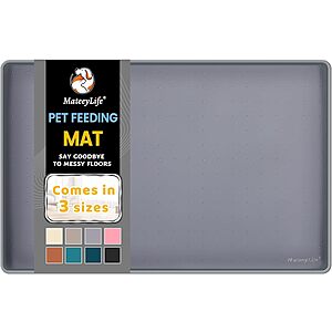 18"x12" MateeyLife Raised Edge Silicone Cat & Dog Food Mat $4.95 