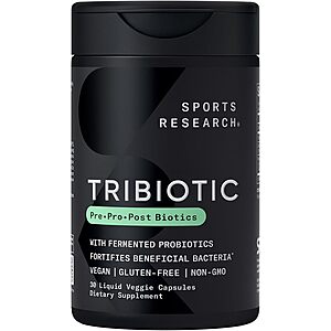 Sports Research 3-In-1 Tribiotic Liquid Veggie Capsules