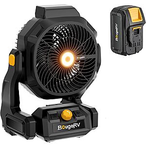BougeRV AC/DC Cordless 755 CFM Jobsite Fan w/ LED Light + 8Ah Battery $60 + Free S&H