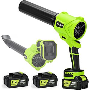 TNELTUEB 21V Cordless Leaf Blower w/ 2-Pk 4Ah Batteries & Charger (3 Colors) $38.50 + Free S&H