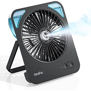 HandFan 4000mAh 3-Speed Portable Rechargeable Desk Misting Fan (Black) $10 