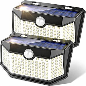 HMCITY 120-LED Motion Sensor Outdoor Solar Lights 2-Pack