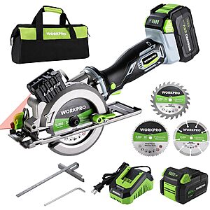 Workpro 20V 4500RPM Cordless Mini Circular Saw with 4.0Ah Battery, Charger & 3 Blades $85.99 + Free Shipping