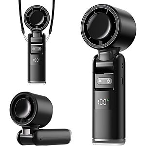Lerat 4000mAh 3-in-1 Portable Handheld Turbo Fan w/ LED Display & Flashlight