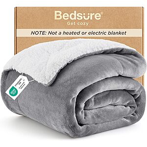 50"x60" Bedsure GentleSoft Reversible Sherpa Fleece Throw Blanket (Grey) $10.44 & More + Free Shipping w/ Prime or on $35+