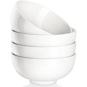 Prime: 4-Pack 26-Oz MALACASA White Porcelain Soup Bowls (White) $10.99 + Free Shipping