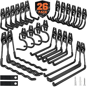 26-Pack Nacial Heavy Duty Garage Storage Hooks w/ 2 Extension Cord Storage Straps (Black) $24.99 + Free Shipping