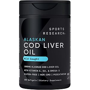 120-Ct Sports Research Omega-3 Wild Alaskan Cod Liver Oil Softgels $13.45 w/ S&S