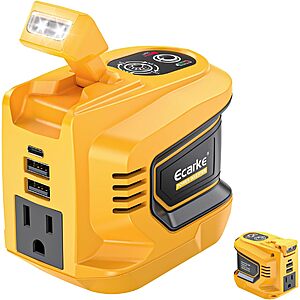 Ecarke 220W Portable Power Inverter Compatible with DeWALT 20V Battery (Yellow)