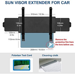 Veharvim UV400 Polarized Anti-Glare Car Sun Visor Extender