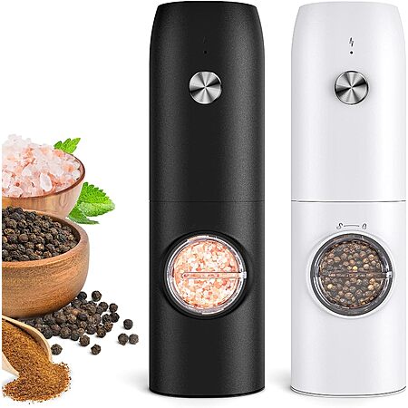Frtonyi Electric Rechargeable Salt & Pepper Grinder Set (Black / White) $11.99 + Free Shipping w/ Prime or on $35+
