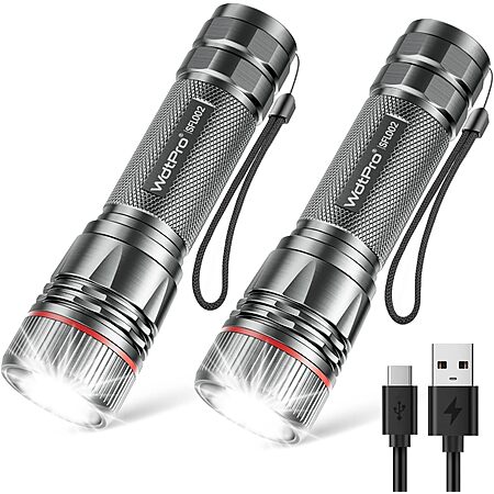2-Pack WdtPro Rechargeable LED Flashlights (Gray, Brown) $8.24, (Pink) $7.94 & More + Free Shipping w/ Prime or on $35+