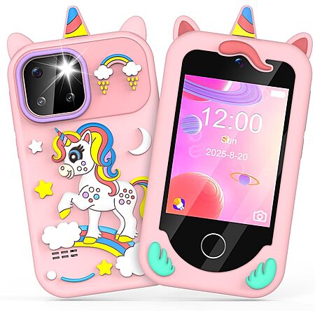 BESTOONE Kids Smartphone Toy w/ Silicone Case (Pink) $13.19, (Blue or Pink 2) $14.99 + Free Shipping w/ Prime or on $35+