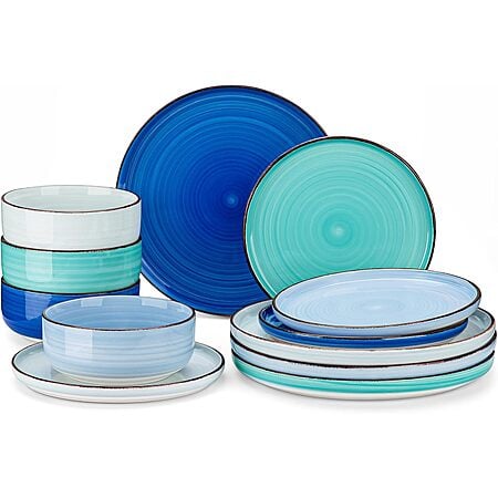 Prime Members: 12-Piece vancasso Bonita Blue Stoneware Dinnerware Set (Service for 4) $27.99, 24-Piece (Service for 6) $54.99 + Free Shipping