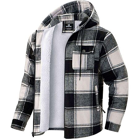 G Gradual Men's Sherpa Lined Flannel Zip-Up Hoodie Jacket (S-2XL, Various Colors) $28.39 + Free Shipping