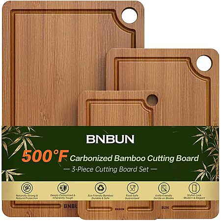 3-Piece BNBUN Bamboo Cutting Board Set $14.24 + Free Shipping w/ Prime or on $35+