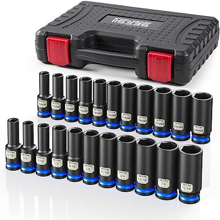 22-Piece Seesii 1/2″ Drive CR-MO SAE & Metric Deep Impact Socket Set $32.99, 11-Piece 1/2" Drive Shallow w/ Magnetic Organizer (10-24mm) $17.99 + FS w/ Prime or on $35+
