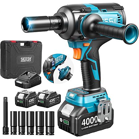 Seesii 1/2" 21V Brushless Cordless Impact Wrench Kit w/ 2x 4.0Ah Batteries, Charger and Detachable Side Handle $84.79 + Free Shipping