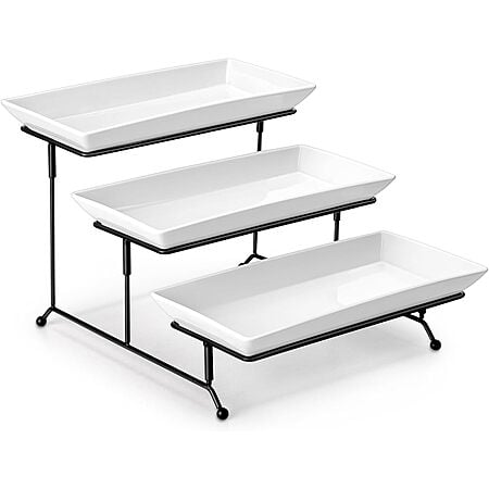 Prime Members: 3-Tier malacasa 12" Porcelain Serving Trays & Stand (White) $21.94 + Free Shipping