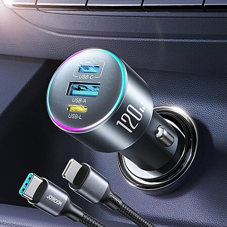 Joyroom up to 120W 3-Port Car Charger w/ 3.3' USB-C Cable $9.35 + Free Shipping w/ Prime or on $35+
