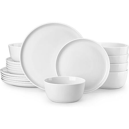 Prime: 18-Piece Malacasa Porcelain Plates & Bowls Dinnerware Sets (White, Service for 6) $39.99 + Free Shipping