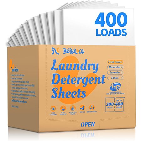 400-Loads BellaLuce Laundry Detergent Sheets (Fresh Linen) $8.60 w/ S&S + Free Shipping w/ Prime or on $35+