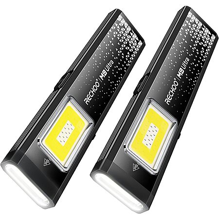 Prime: 2-Pack Rechoo 3-in-1 Magnetic Rechargeable EDC Flashlight w/ Clip (Black) $11.99 + Free Shipping