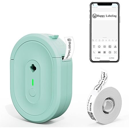 Nadaiin N12 Bluetooth Thermal Label Maker w/ Tape (Green) $8.39 + Free Shipping
