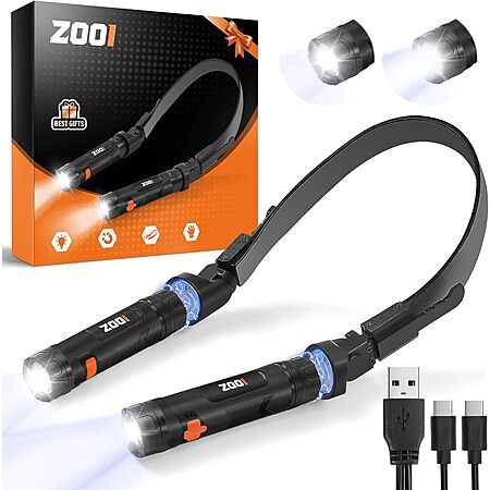 ZOOI Rechargeable Adjustable Neck Flashlight w/ Detachable Lights $10.99 + Free Shipping w/ Prime or on $35+
