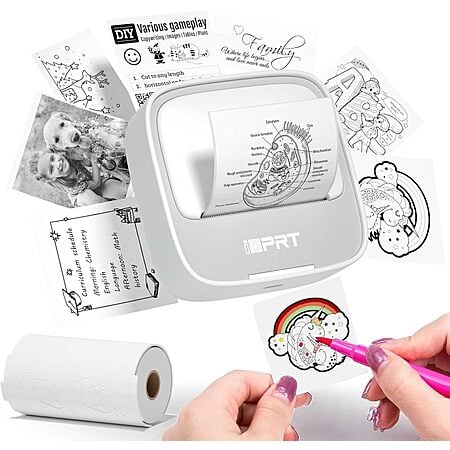 iDPRT Portable Bluetooth Thermal Sticker Printer with 1 Roll Sticker Paper (Grey) $7.98 + Free Shipping w/ Prime or on $35+
