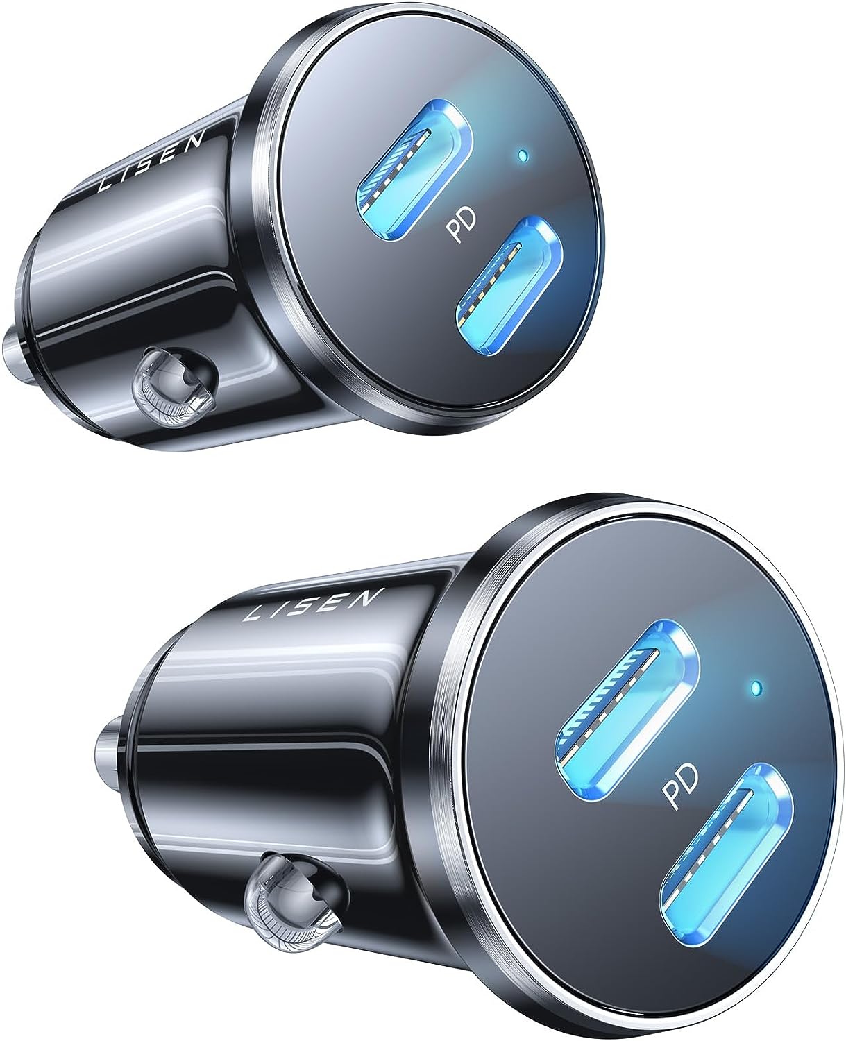 LISEN 2-Pack USB C Car Charger, Dual 30W+30W Car Charger USB C Fast Charging All Metal $14.99