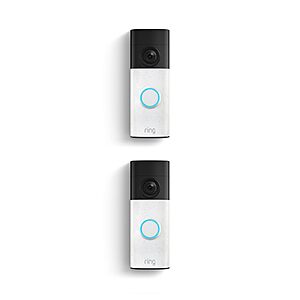 Ring Battery Doorbell (newest model), Retinal 2K with wide-angle video, up to 6x Enhanced Zoom, Two-Way Talk, and Built-In Battery, 2-pack Speckled White $89.99