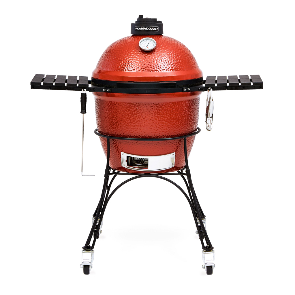 Classic Joe I 18 in. Charcoal Grill in Red with Cart, Side Shelves, Grill Gripper, and Ash Tool - $649
