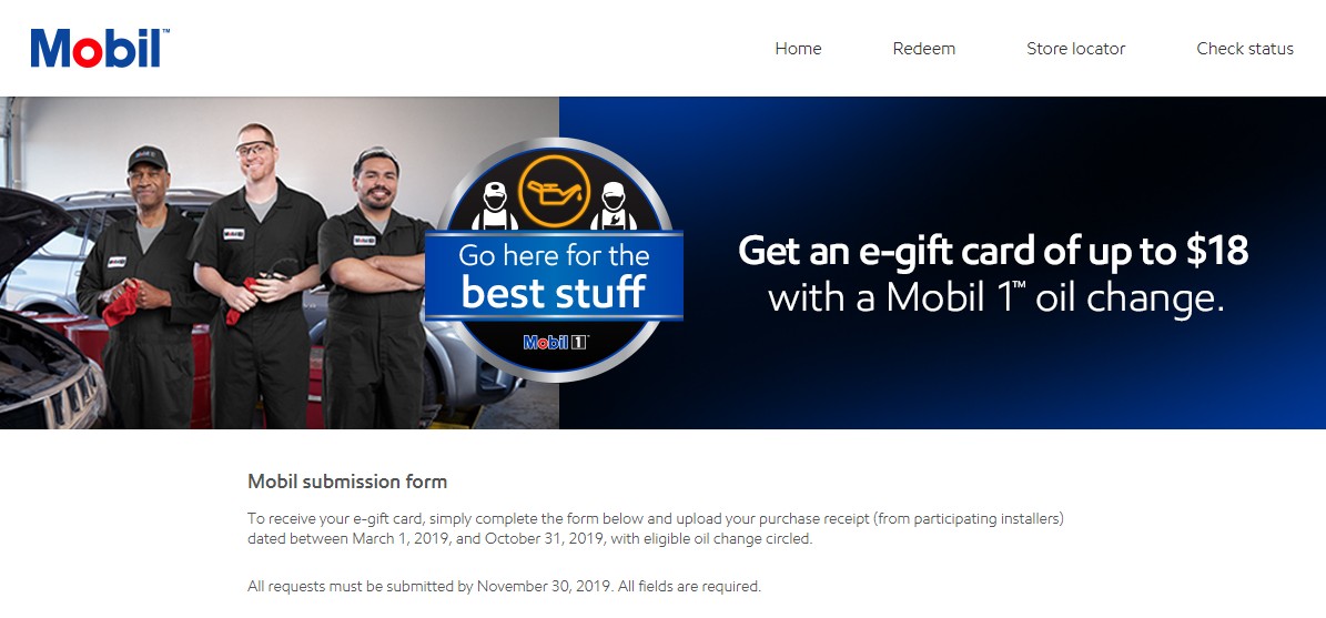 Mobil1 Us Onlineform >> Mobil Oil Change Rebate 2019 12 E Gift Card Amazon Or Starbucks Mobil1 Us Onlineform >> Mobil Oil Change Rebate 2019 12 E Gift Card Amazon Or Starbucks