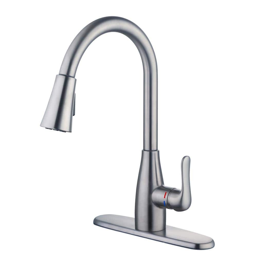 Glacier Bay McKenna Single-Handle Pull-Down Sprayer Kitchen Faucet in Stainless Steel with TurboSpray $41.99 at Home Depot