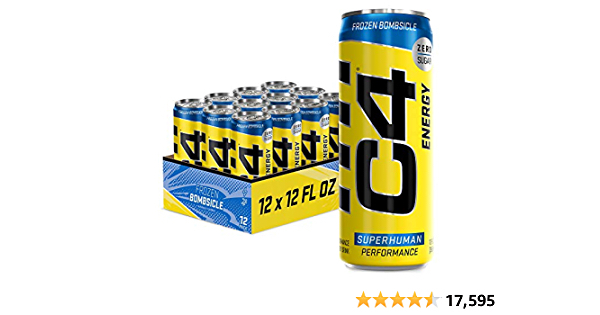 C4 Energy Drink 12oz (Pack of 12) - Frozen Bombsicle - Sugar Free Pre Workout Performance Drink with No Artificial Colors or Dyes - $11.62