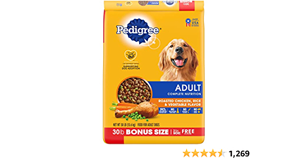 PEDIGREE Complete Nutrition Adult Dry Dog Food Roasted Chicken, Rice & Vegetable Flavor Dog Kibble, 30 lb. Bag - $13.99