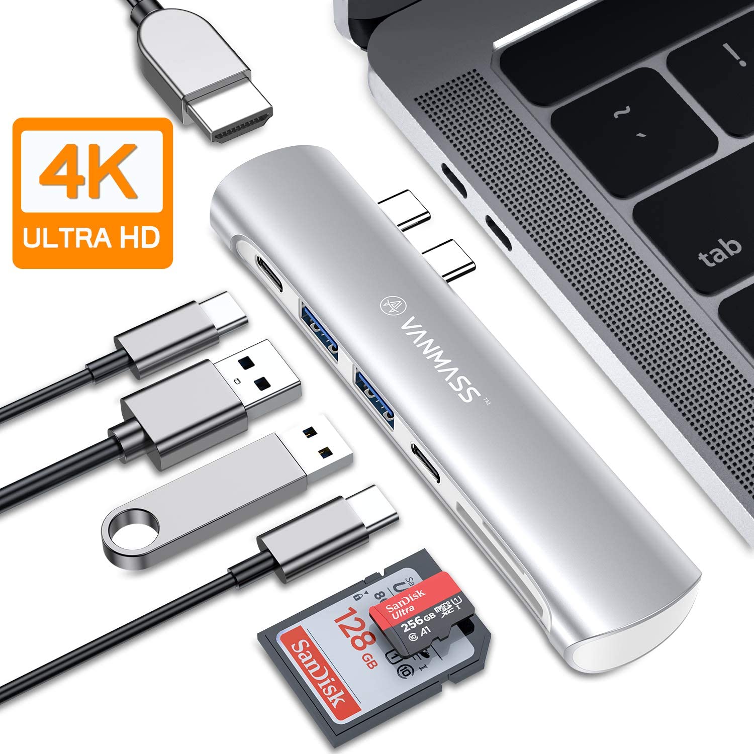 VANMASS USB C Hub, 7 in 1 USB C Adapter for MacBook Pro/Air was 39.99 Now $18.99