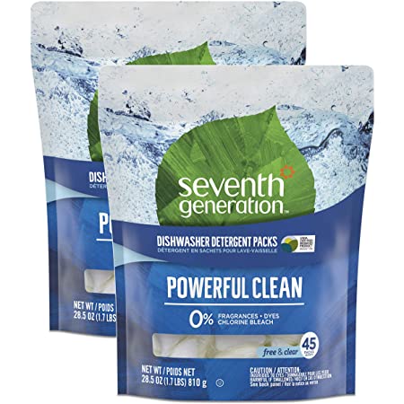 Seventh Generation Fragrance Free Dishwasher Detergent Pack, 45 Count, 2 Pack $13.88