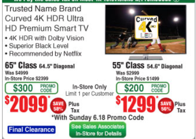 Lg OLED65C6P 65" curved OLED 4K HDR TV $2099 @ fry's ($1599 with PP)