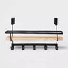 Brightroom Overdoor Bathroom Towel Storage Rack Shelf with Hooks (Matte Black Wood)  $16.99 + Free S/H