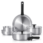 9-Piece Carote Stainless Steel Pots and Pans Cookware Set w/ Detachable Handles (Silver) $44.99 + Free Shipping